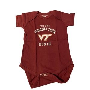 College Kids Virginia Tech University one piece short sleeve logo red Size 6mon